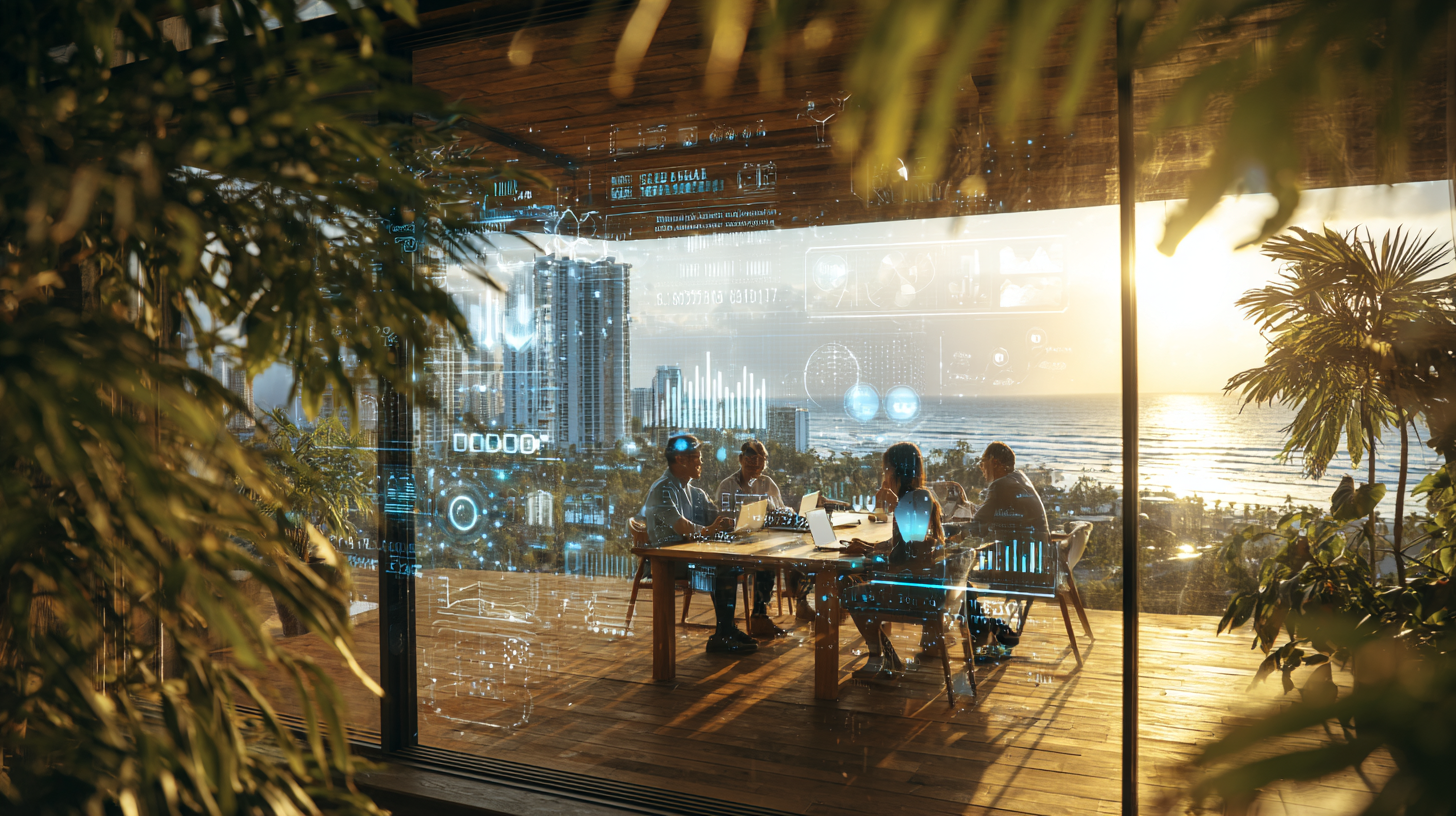 image of business people with nice view